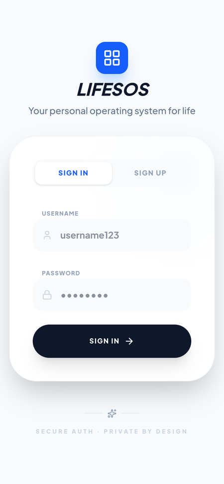 LifesOS sign-in screen